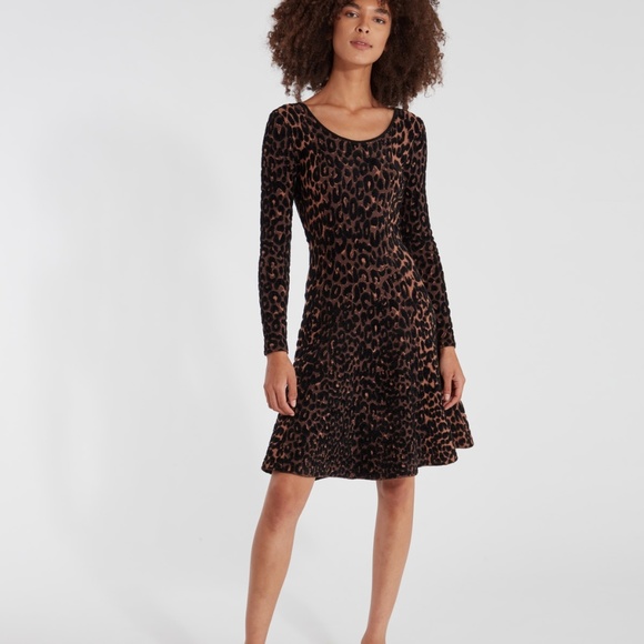 Milly Textured Cheetah Fit and Flare Dress - Picture 1 of 3